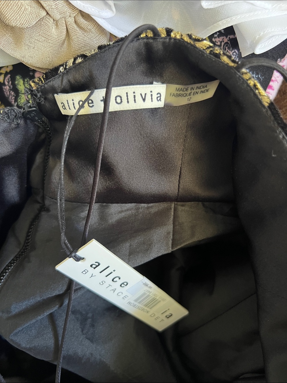Alice + Olivia Black Marilla Embroidered Mini Dress Black, Silver & Gold - Picture 6 of 14